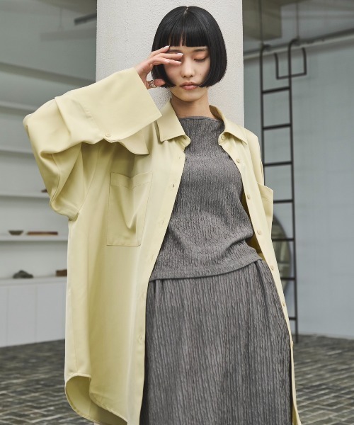 AIC.（エーアイシー）の「ワッシャー加工ボートネックノースリトップス/セットアップ可能（タンクトップ・レディース・ブラック/チャコールグレー/ブルー・FREE）」の13枚目の写真