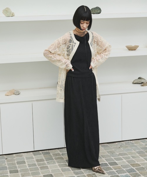 AIC.（エーアイシー）の「ワッシャー加工ボートネックノースリトップス/セットアップ可能（タンクトップ・レディース・ブラック/チャコールグレー/ブルー・FREE）」の6枚目の写真