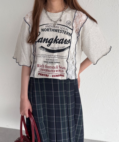 kutir（クティール）の「【アームウォーマー付き】マルチウェイレース切り替えTシャツ（Tシャツ/カットソー・レディース・オフホワイト/カーキ/オートミール・FREE）」の16枚目の写真