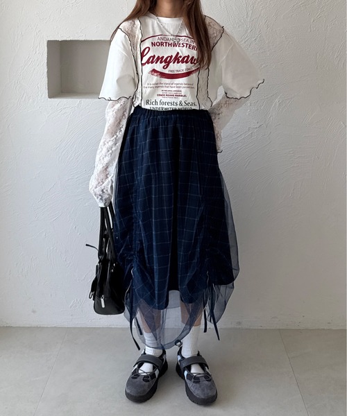 kutir（クティール）の「【アームウォーマー付き】マルチウェイレース切り替えTシャツ（Tシャツ/カットソー・レディース・オフホワイト/カーキ/オートミール・FREE）」の9枚目の写真