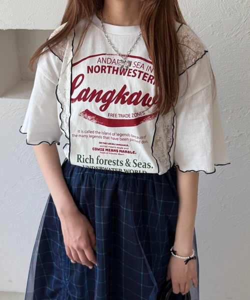 kutir（クティール）の「【アームウォーマー付き】マルチウェイレース切り替えTシャツ（Tシャツ/カットソー・レディース・オフホワイト/カーキ/オートミール・FREE）」の8枚目の写真