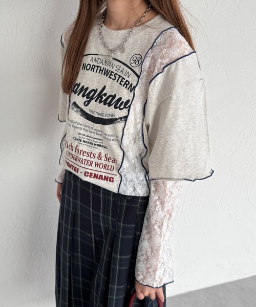 kutir（クティール）の「【アームウォーマー付き】マルチウェイレース切り替えTシャツ（Tシャツ/カットソー・レディース・オフホワイト/カーキ/オートミール・FREE）」の14枚目の写真