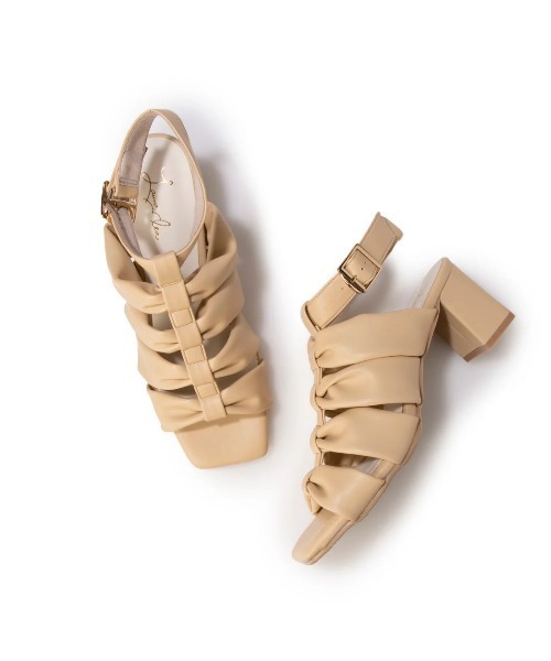 Launa lea（ラウナレア）の「6cmヒールリボン風グラディエーターサンダル(0599)（サンダル・レディース・ブラック/アイボリー/ベージュ/ライトブルー・S/M/L/LL）」の3枚目の写真