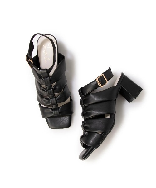 Launa lea（ラウナレア）の「6cmヒールリボン風グラディエーターサンダル(0599)（サンダル・レディース・ブラック/アイボリー/ベージュ/ライトブルー・S/M/L/LL）」の2枚目の写真