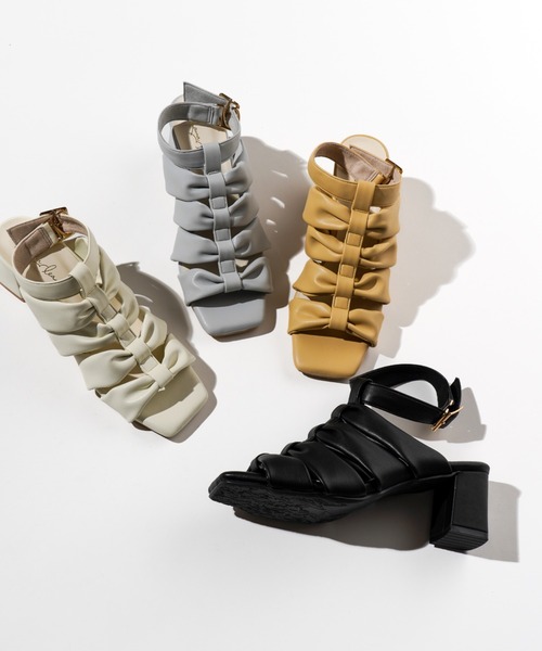 Launa lea（ラウナレア）の「6cmヒールリボン風グラディエーターサンダル(0599)（サンダル・レディース・ブラック/アイボリー/ベージュ/ライトブルー・S/M/L/LL）」の14枚目の写真