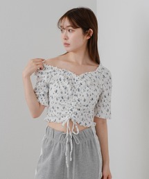 ドロストシャーリング5分袖ブラウス