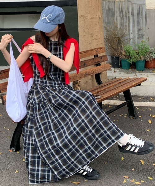 FREE STYLISTS（フリー スタイリスト）の「YUGA_YGMC　Checkered sleeveless dress（ワンピース・レディース・グリーン・M/S）」の6枚目の写真