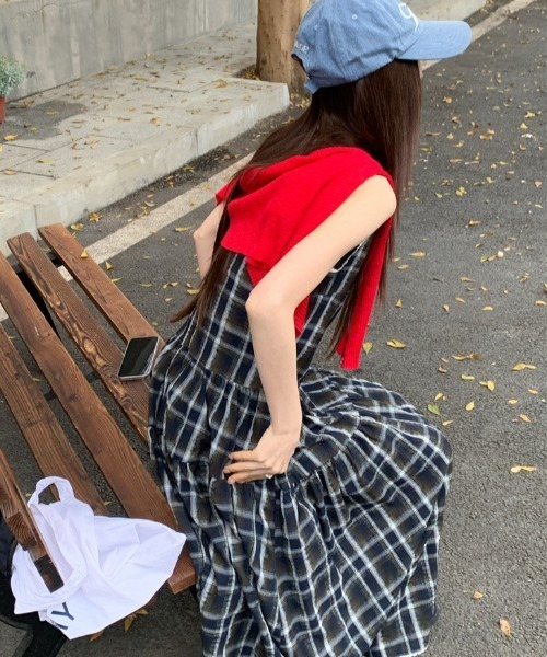 FREE STYLISTS（フリー スタイリスト）の「YUGA_YGMC　Checkered sleeveless dress（ワンピース・レディース・グリーン・M/S）」の5枚目の写真
