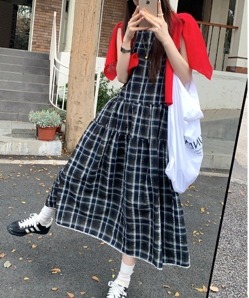 FREE STYLISTS（フリー スタイリスト）の「YUGA_YGMC　Checkered sleeveless dress（ワンピース・レディース・グリーン・M/S）」の2枚目の写真