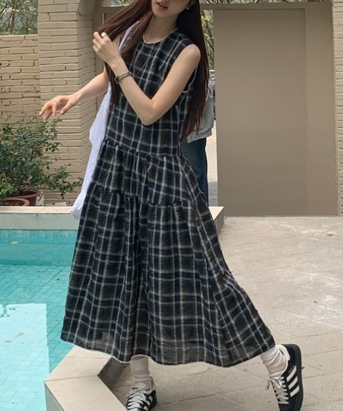 FREE STYLISTS（フリー スタイリスト）の「YUGA_YGMC　Checkered sleeveless dress（ワンピース・レディース・グリーン・M/S）」の7枚目の写真