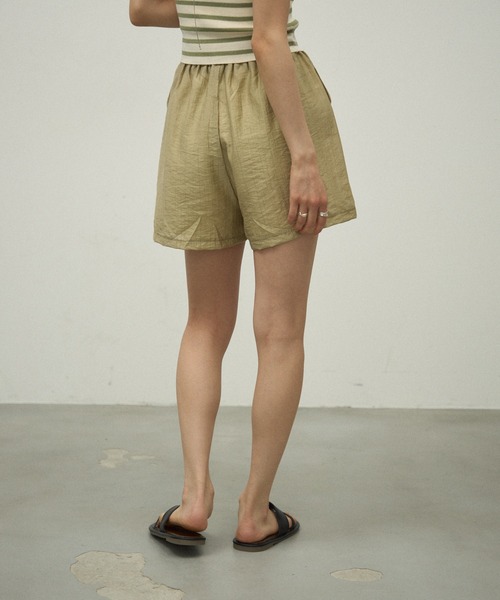 Lutim by u（ルチバイユー）の「【3Piece Set】 Striped Knit Crepe Shirt Setup / 【3点セット】涼感ラッシュガードセットアップ（シャツ/ブラウス・レディース・ナチュラル/オリーブ/ホワイト/ピンク・FREE）」の19枚目の写真