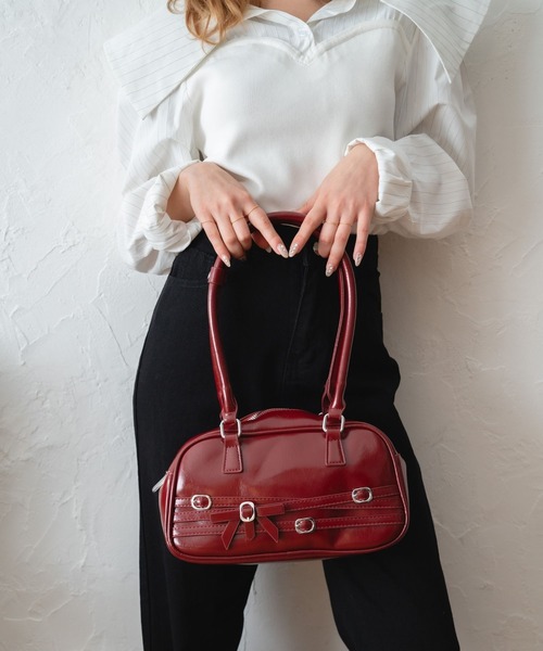 Nu(ニュー)の「【Nu】リボンベルトハンドバッグ(ショルダーバッグ・レディース・ピンク/レッド/ブラック・ONE SIZE)」の3枚目の写真