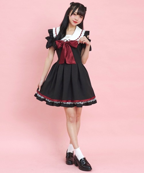 Secret Honey(シークレットハニー)の「オープンショルダーバルーン袖ワンピース(ワンピース・レディース・グレー/ピンク/ブラック・MEDIUM)」の7枚目の写真