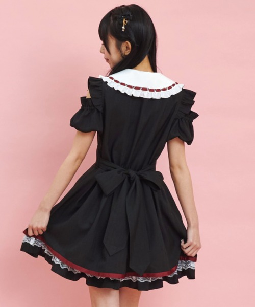 Secret Honey(シークレットハニー)の「オープンショルダーバルーン袖ワンピース(ワンピース・レディース・グレー/ピンク/ブラック・MEDIUM)」の9枚目の写真