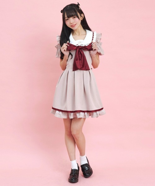 Secret Honey(シークレットハニー)の「オープンショルダーバルーン袖ワンピース(ワンピース・レディース・グレー/ピンク/ブラック・MEDIUM)」の4枚目の写真