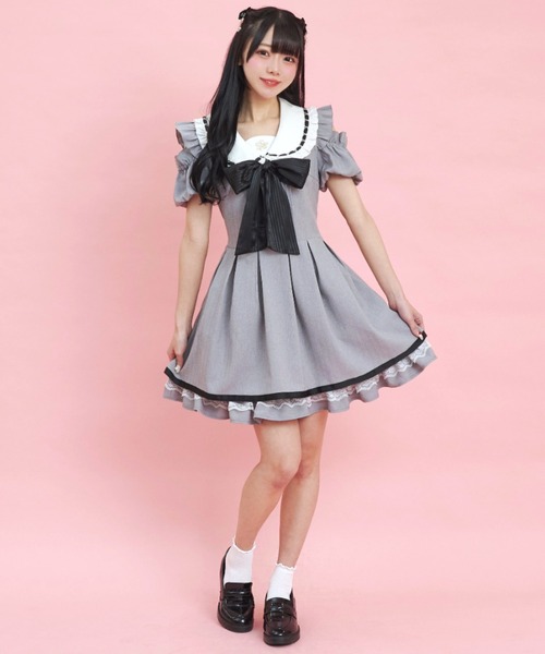 Secret Honey(シークレットハニー)の「オープンショルダーバルーン袖ワンピース(ワンピース・レディース・グレー/ピンク/ブラック・MEDIUM)」の10枚目の写真