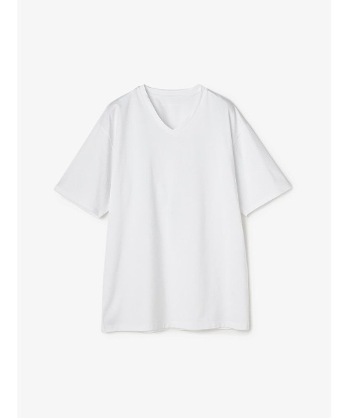 Perfect Suit FActory(パーフェクトスーツファクトリー)の「コットン Vネック半袖Tシャツ ホワイト/ブラック(Tシャツ/カットソー・メンズ・ブラック/ホワイト・M/L)」の2枚目の写真