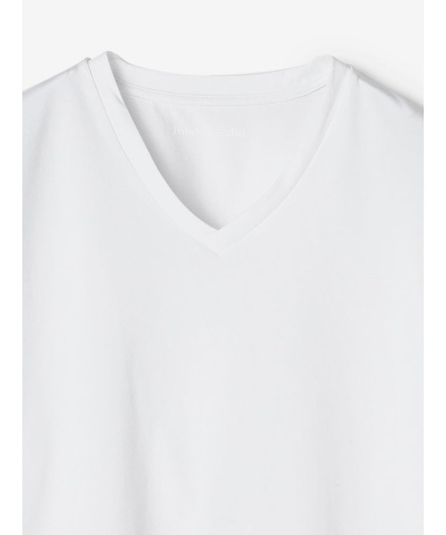 Perfect Suit FActory(パーフェクトスーツファクトリー)の「コットン Vネック半袖Tシャツ ホワイト/ブラック(Tシャツ/カットソー・メンズ・ブラック/ホワイト・M/L)」の5枚目の写真