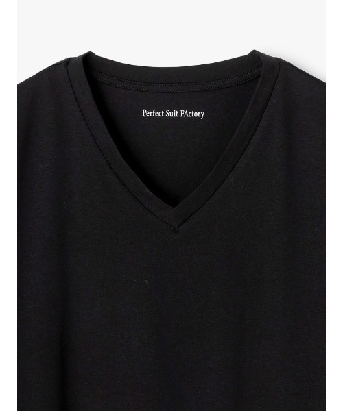 Perfect Suit FActory(パーフェクトスーツファクトリー)の「コットン Vネック半袖Tシャツ ホワイト/ブラック(Tシャツ/カットソー・メンズ・ブラック/ホワイト・M/L)」の10枚目の写真