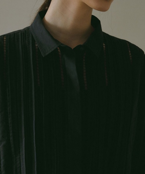 ETRE TOKYO（エトレトウキョウ）の「ハシゴレースソフトワッシャーシャツ（シャツ/ブラウス・レディース・ブラック/ホワイト・FREE）」の9枚目の写真