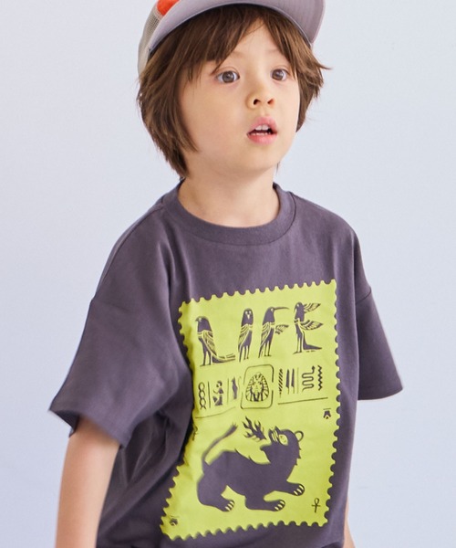 Life Support Products（ライフサポートプロダクツ）の「S/S グラフィックTee（Tシャツ/カットソー・キッズ・ブルー/ホワイト系その他/マスタード/ライトピンク/杢グレー/ラベンダー/チャコール/オフホワイト/ブラック/カーキ・90/110/120/80/130/95/140/100/150）」の5枚目の写真