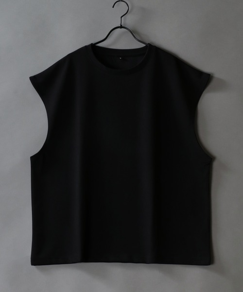 SITRY（シトリー）の「Amunzen Big Silhouette No Sleeve Shirt/UVカット 梨地 ビッグシルエット ノースリーブシャツ タンクトップ（タンクトップ・メンズ・グレイッシュブルー/ダークグリーン/ベージュ/チャコール/オフホワイト/ブラック・L/M/LL）」の18枚目の写真