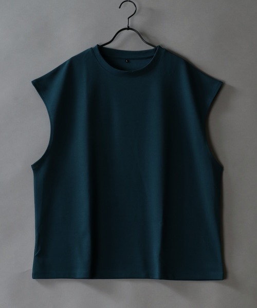SITRY（シトリー）の「Amunzen Big Silhouette No Sleeve Shirt/UVカット 梨地 ビッグシルエット ノースリーブシャツ タンクトップ（タンクトップ・メンズ・グレイッシュブルー/ダークグリーン/ベージュ/チャコール/オフホワイト/ブラック・L/M/LL）」の21枚目の写真