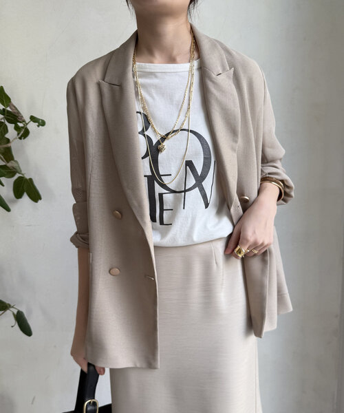 DouDou(ドゥドゥ)の「【WEB限定】BONTEタックスリーブロゴTEE(Tシャツ/カットソー・レディース・ブラック/オフホワイト/ホワイト系その他・FREE)」の8枚目の写真