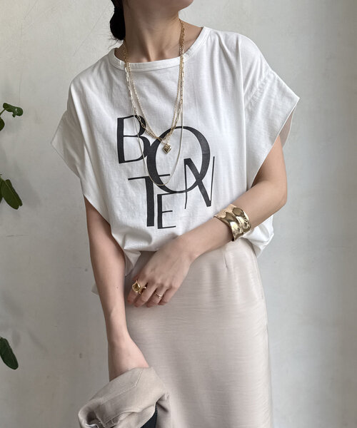 DouDou(ドゥドゥ)の「【WEB限定】BONTEタックスリーブロゴTEE(Tシャツ/カットソー・レディース・ブラック/オフホワイト/ホワイト系その他・FREE)」の9枚目の写真