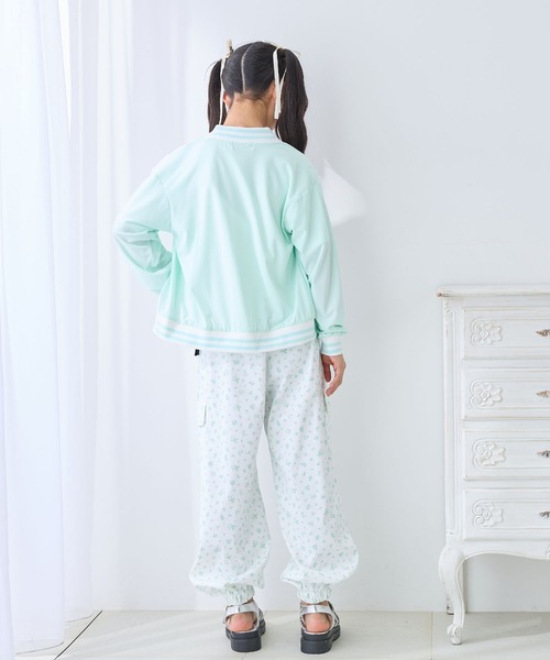 Amourire girl（アムリールガール）の「配色ライン ジップアップブルゾン5色展開（UV対策/紫外線対策）（ブルゾン・キッズ・パープル/グリーン/オフホワイト/ブラック/サックスブルー・130cm/140cm/150cm/160cm）」の7枚目の写真