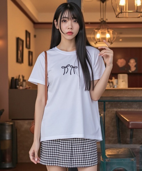 paravion（パラビオン）の「リボンプリントTシャツ（Tシャツ/カットソー・レディース・ベージュ/ホワイト/ブラック/グレー・FREE）」の20枚目の写真