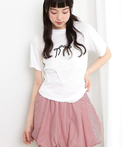 paravion（パラビオン）の「リボンプリントTシャツ（Tシャツ/カットソー・レディース・ベージュ/ホワイト/ブラック/グレー・FREE）」の15枚目の写真