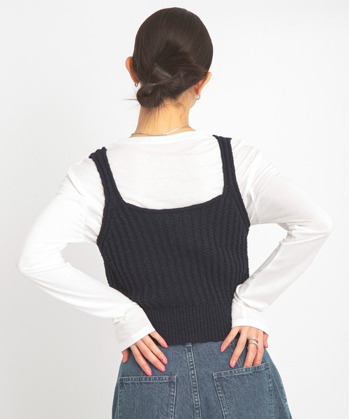 URBAN RESEARCH Sonny Label（アーバンリサーチサニーレーベル）の「2WAY透かし編みニットビスチェ（キャミソール・レディース・ピンク/ネイビー/アイボリー・FREE）」の14枚目の写真