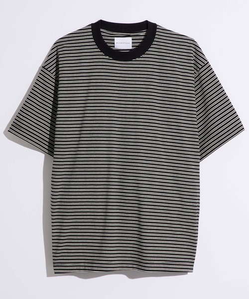 WEARSTAND（ウェアスタンド）の「【WEARSTAND/ウェアスタンド】Micro Border Stretch T-Shirt / マイクロボーダーストレッチTシャツ/レギュラーフィット（Tシャツ/カットソー・メンズ・ベージュ/ブラック/カーキ・MEDIUM/LARGE/X-LARGE）」の4枚目の写真
