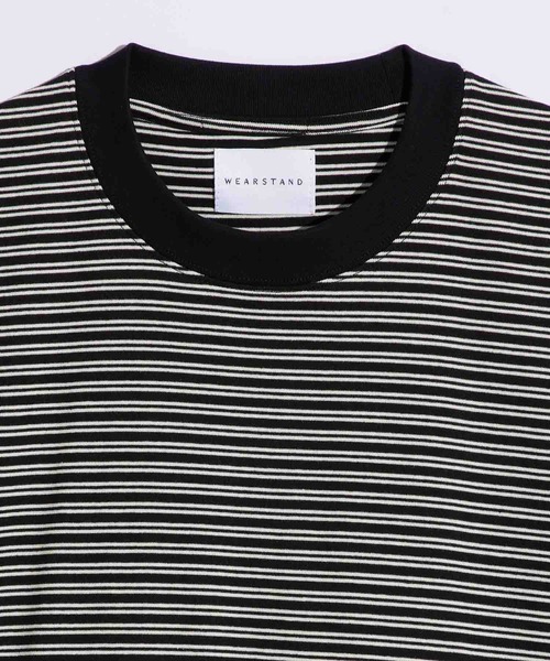 WEARSTAND（ウェアスタンド）の「【WEARSTAND/ウェアスタンド】Micro Border Stretch T-Shirt / マイクロボーダーストレッチTシャツ/レギュラーフィット（Tシャツ/カットソー・メンズ・ベージュ/ブラック/カーキ・MEDIUM/LARGE/X-LARGE）」の6枚目の写真