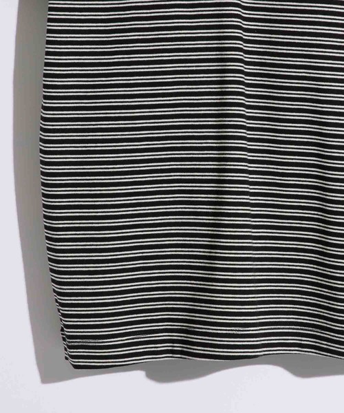 WEARSTAND（ウェアスタンド）の「【WEARSTAND/ウェアスタンド】Micro Border Stretch T-Shirt / マイクロボーダーストレッチTシャツ/レギュラーフィット（Tシャツ/カットソー・メンズ・ベージュ/ブラック/カーキ・MEDIUM/LARGE/X-LARGE）」の8枚目の写真