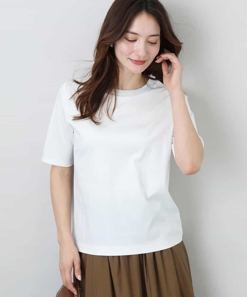 MK MICHEL  / エムケーミッシェルクラン ラメ入りネックデザインTシャツ/接触冷感/洗える セール】ラメ入りネックデザインTシャツ/接触冷感/洗える（T