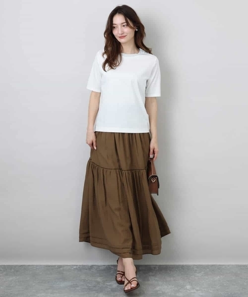 セール】ラメ入りネックデザインTシャツ/接触冷感/洗える（T
