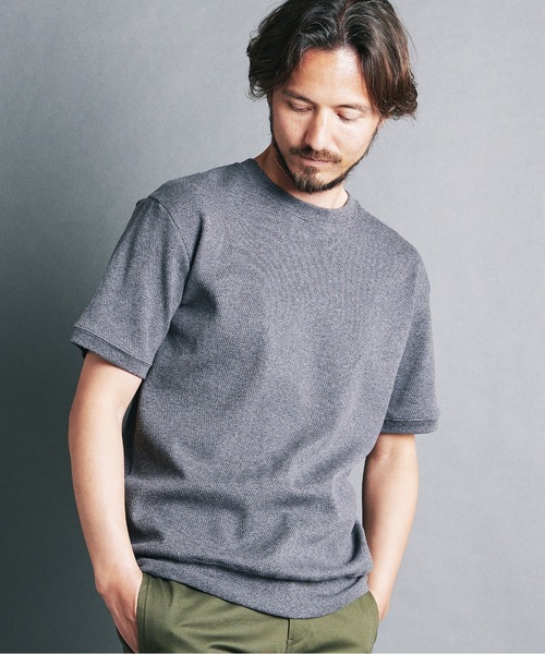 Magine（マージン）の「HONEYCOMB　PULLOVER　KNITSAW S/S:ハニカム コットン プルオーバー 半袖 ニットソー（Tシャツ/カットソー・メンズ・ブラック/チャコールグレー/オリーブ/オフホワイト/ネイビー・44/46/48）」の3枚目の写真