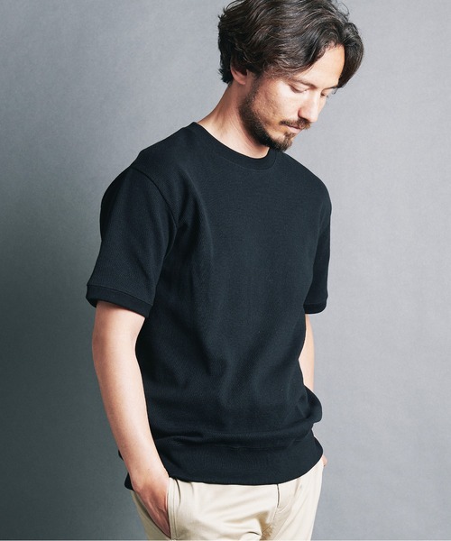 Magine（マージン）の「HONEYCOMB　PULLOVER　KNITSAW S/S:ハニカム コットン プルオーバー 半袖 ニットソー（Tシャツ/カットソー・メンズ・ブラック/チャコールグレー/オリーブ/オフホワイト/ネイビー・44/46/48）」の10枚目の写真
