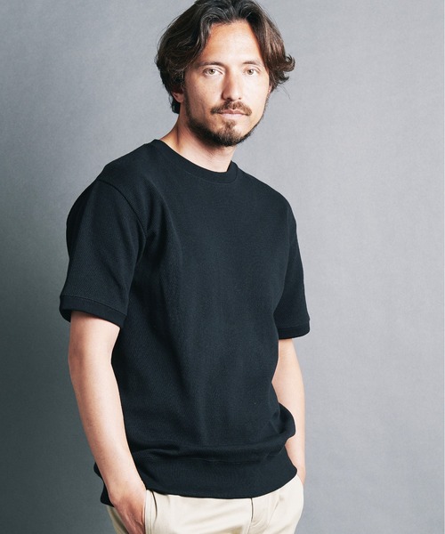Magine（マージン）の「HONEYCOMB　PULLOVER　KNITSAW S/S:ハニカム コットン プルオーバー 半袖 ニットソー（Tシャツ/カットソー・メンズ・ブラック/チャコールグレー/オリーブ/オフホワイト/ネイビー・44/46/48）」の11枚目の写真