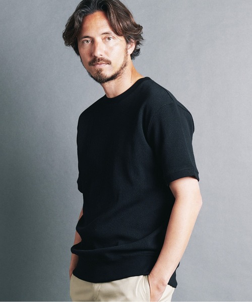 Magine（マージン）の「HONEYCOMB　PULLOVER　KNITSAW S/S:ハニカム コットン プルオーバー 半袖 ニットソー（Tシャツ/カットソー・メンズ・ブラック/チャコールグレー/オリーブ/オフホワイト/ネイビー・44/46/48）」の12枚目の写真