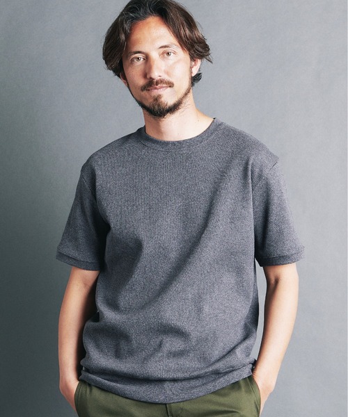 Magine（マージン）の「HONEYCOMB　PULLOVER　KNITSAW S/S:ハニカム コットン プルオーバー 半袖 ニットソー（Tシャツ/カットソー・メンズ・ブラック/チャコールグレー/オリーブ/オフホワイト/ネイビー・44/46/48）」の14枚目の写真