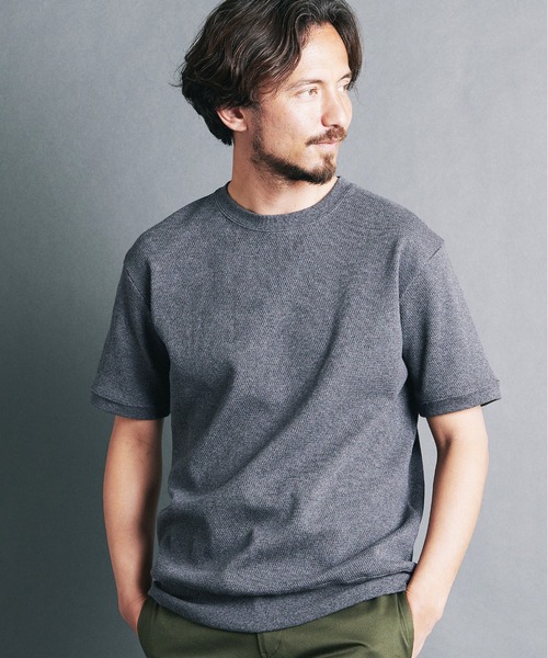 Magine（マージン）の「HONEYCOMB　PULLOVER　KNITSAW S/S:ハニカム コットン プルオーバー 半袖 ニットソー（Tシャツ/カットソー・メンズ・ブラック/チャコールグレー/オリーブ/オフホワイト/ネイビー・44/46/48）」の15枚目の写真