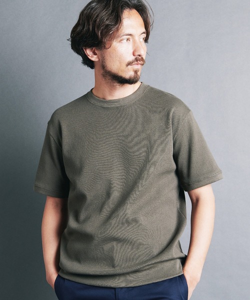 Magine（マージン）の「HONEYCOMB　PULLOVER　KNITSAW S/S:ハニカム コットン プルオーバー 半袖 ニットソー（Tシャツ/カットソー・メンズ・ブラック/チャコールグレー/オリーブ/オフホワイト/ネイビー・44/46/48）」の17枚目の写真