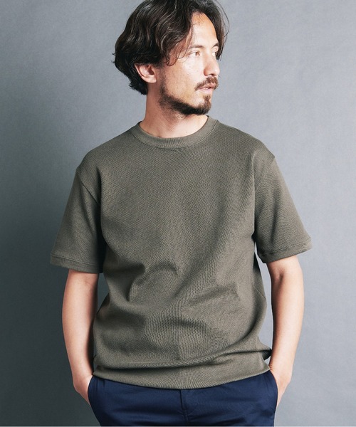 Magine（マージン）の「HONEYCOMB　PULLOVER　KNITSAW S/S:ハニカム コットン プルオーバー 半袖 ニットソー（Tシャツ/カットソー・メンズ・ブラック/チャコールグレー/オリーブ/オフホワイト/ネイビー・44/46/48）」の19枚目の写真