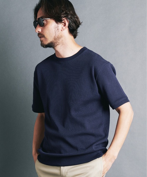 Magine（マージン）の「HONEYCOMB　PULLOVER　KNITSAW S/S:ハニカム コットン プルオーバー 半袖 ニットソー（Tシャツ/カットソー・メンズ・ブラック/チャコールグレー/オリーブ/オフホワイト/ネイビー・44/46/48）」の22枚目の写真