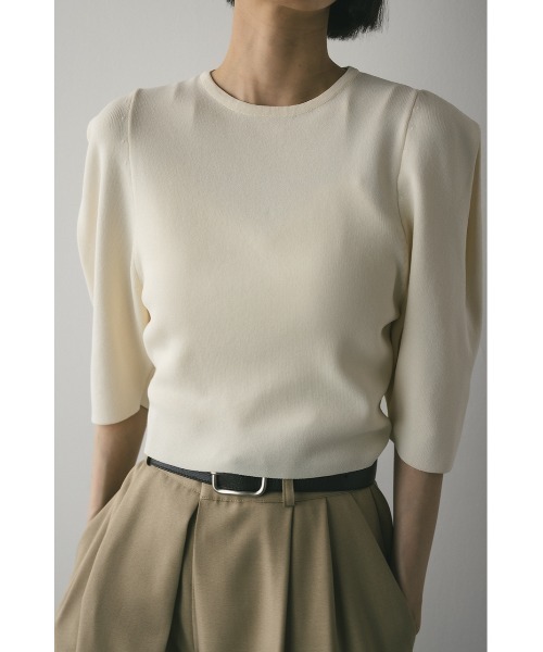 STYLEMIXER（スタイルミキサー）の「ハイゲージモードパフニット（ニット/セーター・レディース・アイボリー/ブラック/パープル・FREE）」の2枚目の写真