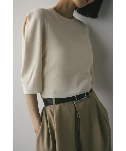 STYLEMIXER（スタイルミキサー）の「ハイゲージモードパフニット（ニット/セーター・レディース・アイボリー/ブラック/パープル・FREE）」の7枚目の写真