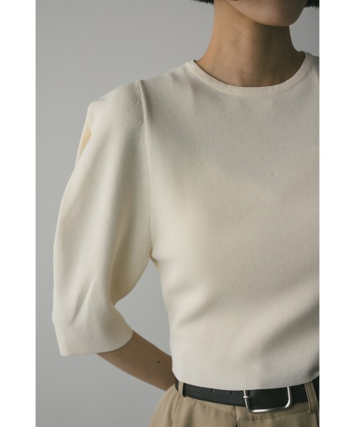 STYLEMIXER（スタイルミキサー）の「ハイゲージモードパフニット（ニット/セーター・レディース・アイボリー/ブラック/パープル・FREE）」の9枚目の写真